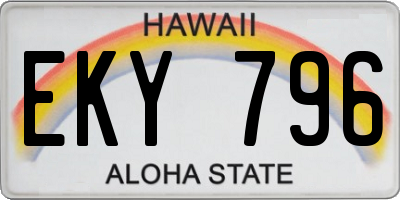HI license plate EKY796