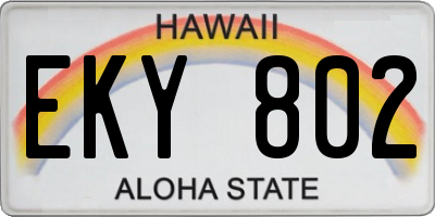 HI license plate EKY802
