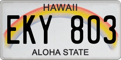 HI license plate EKY803