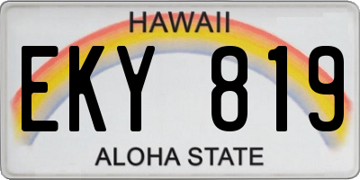 HI license plate EKY819