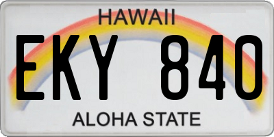 HI license plate EKY840
