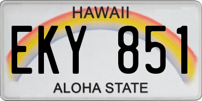 HI license plate EKY851