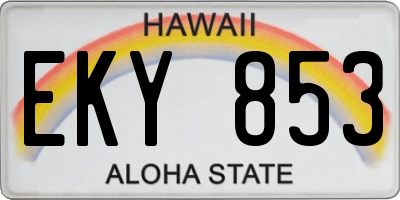 HI license plate EKY853
