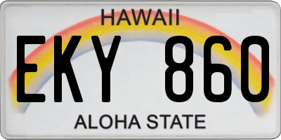 HI license plate EKY860