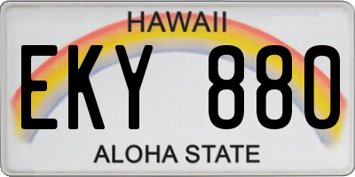 HI license plate EKY880