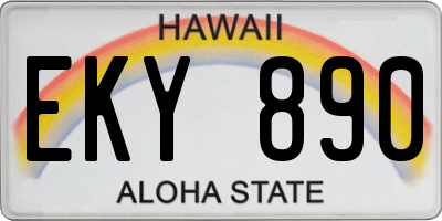 HI license plate EKY890