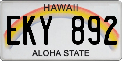 HI license plate EKY892