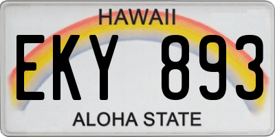 HI license plate EKY893