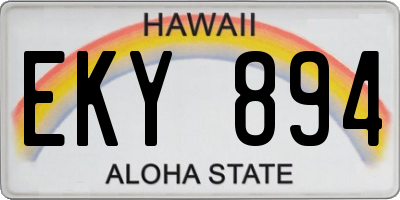 HI license plate EKY894