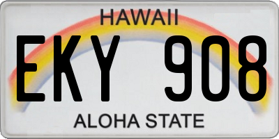 HI license plate EKY908