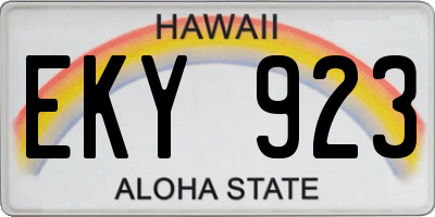 HI license plate EKY923