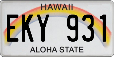HI license plate EKY931