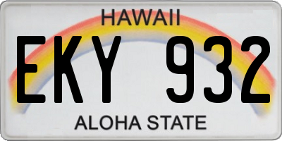HI license plate EKY932
