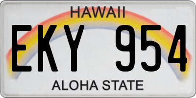 HI license plate EKY954