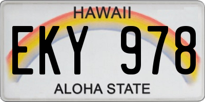 HI license plate EKY978