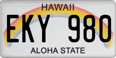 HI license plate EKY980