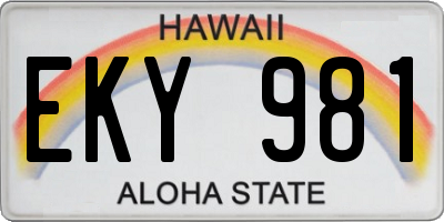 HI license plate EKY981