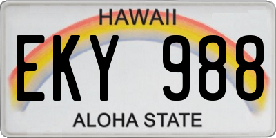 HI license plate EKY988