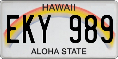 HI license plate EKY989