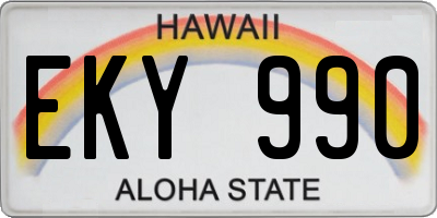 HI license plate EKY990