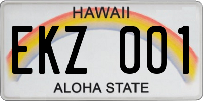 HI license plate EKZ001