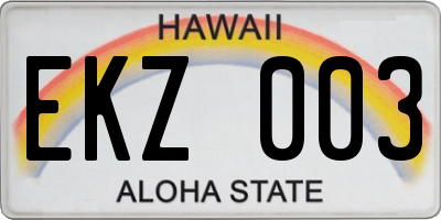 HI license plate EKZ003