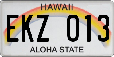 HI license plate EKZ013