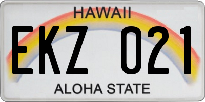 HI license plate EKZ021