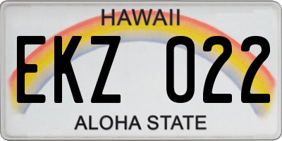 HI license plate EKZ022