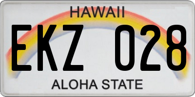 HI license plate EKZ028