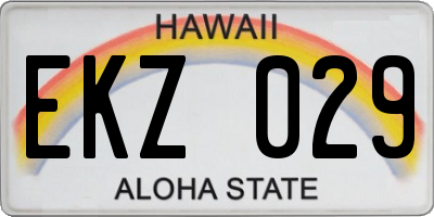HI license plate EKZ029