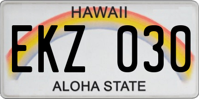 HI license plate EKZ030