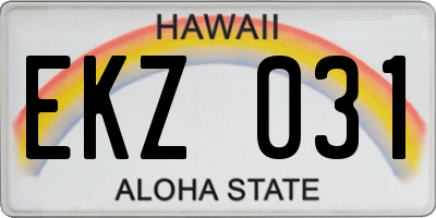HI license plate EKZ031