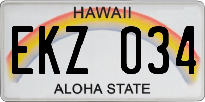 HI license plate EKZ034