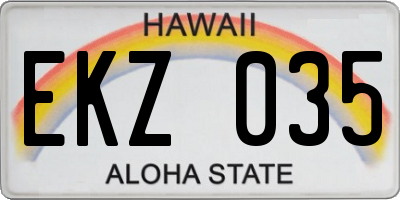 HI license plate EKZ035