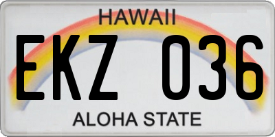 HI license plate EKZ036