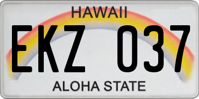 HI license plate EKZ037