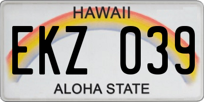 HI license plate EKZ039