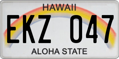 HI license plate EKZ047