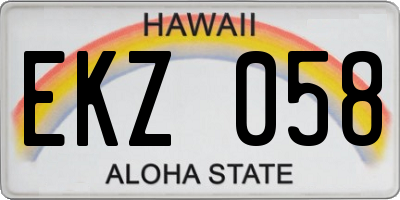HI license plate EKZ058