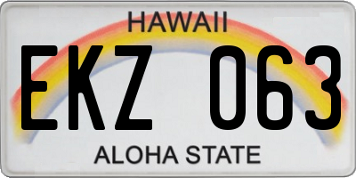HI license plate EKZ063