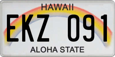 HI license plate EKZ091