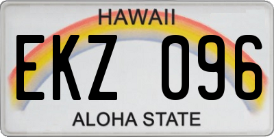 HI license plate EKZ096