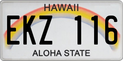 HI license plate EKZ116