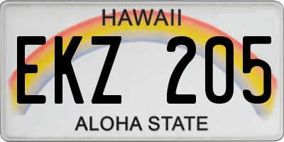 HI license plate EKZ205