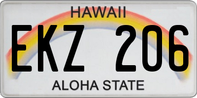 HI license plate EKZ206