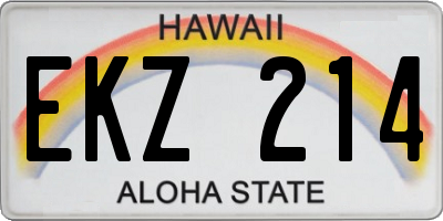 HI license plate EKZ214