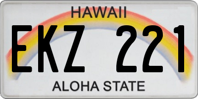 HI license plate EKZ221