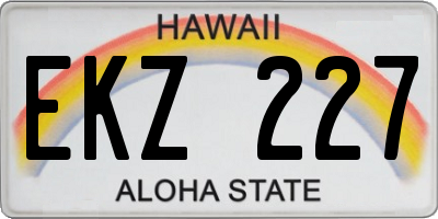 HI license plate EKZ227