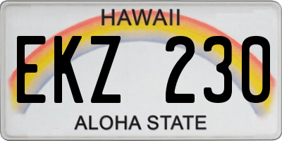 HI license plate EKZ230